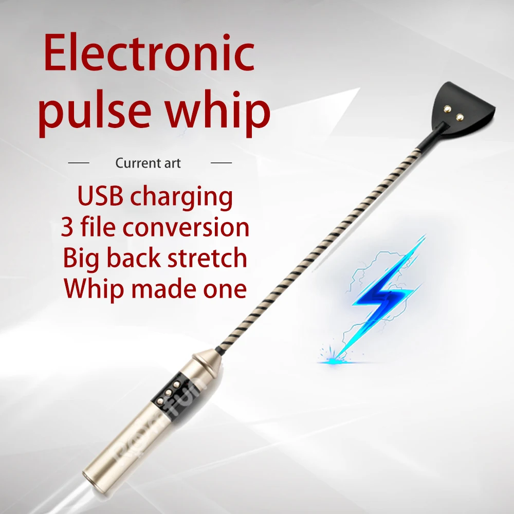 

Electric Shock Whip Leash Bdsm Leather Slave Spanking Paddle SM Bondage E-stim Flogger Sex Toys For Couples Adult Game