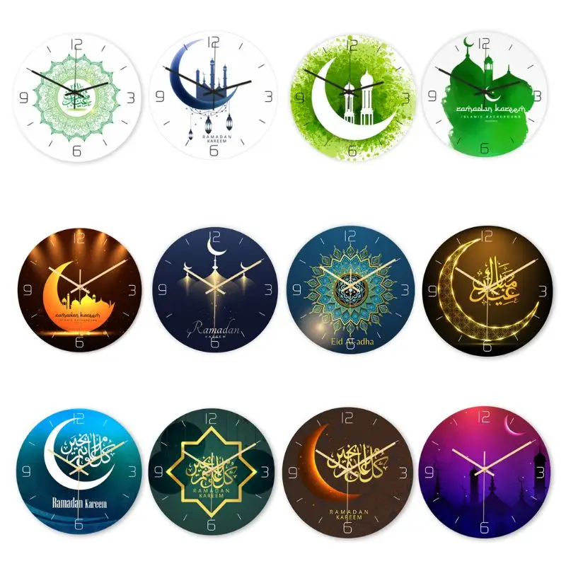 

Eid Muslim pattern wall clock three-dimensional acrylic clock bedroom living room furniture decoration mute
