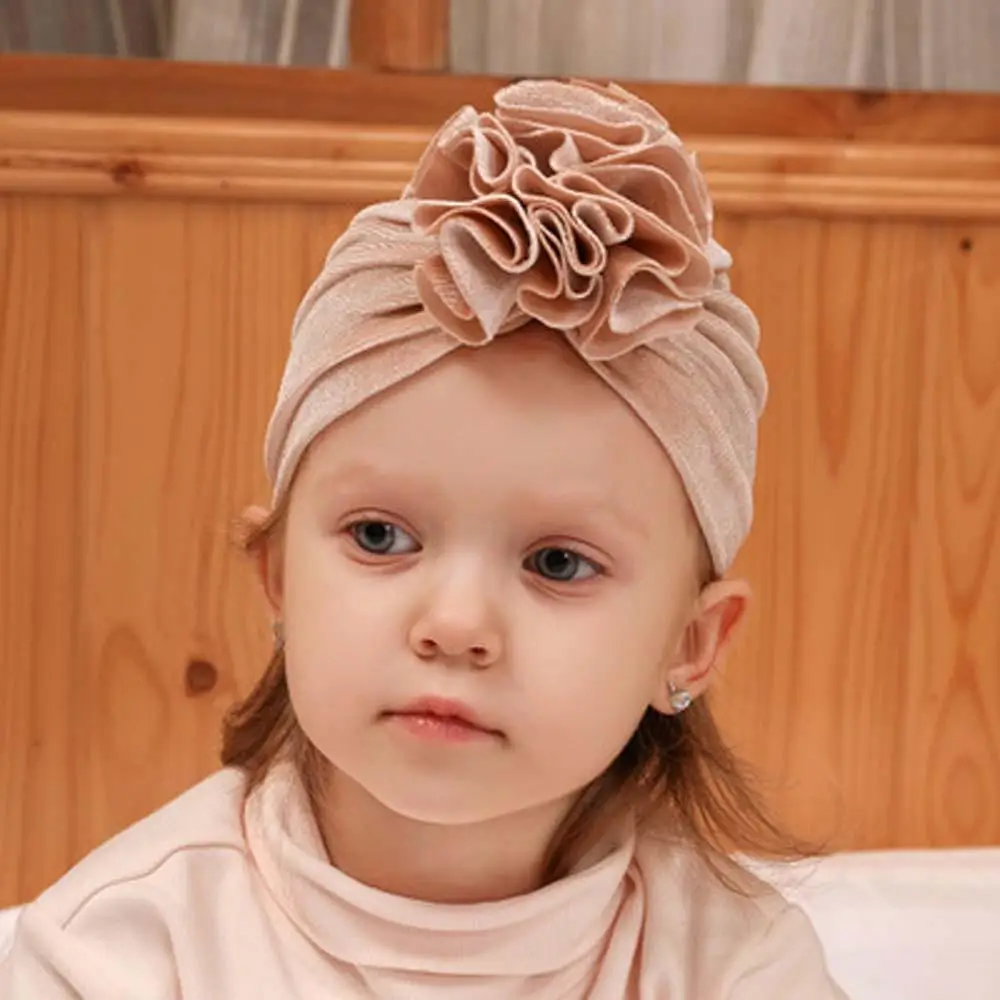 14 Colors Baby Girls Flower Velvet Hats Kids Turban Pure Candy Color Ruffle Beanies Winter Warm Cute Cap Headwrap | Детская одежда и