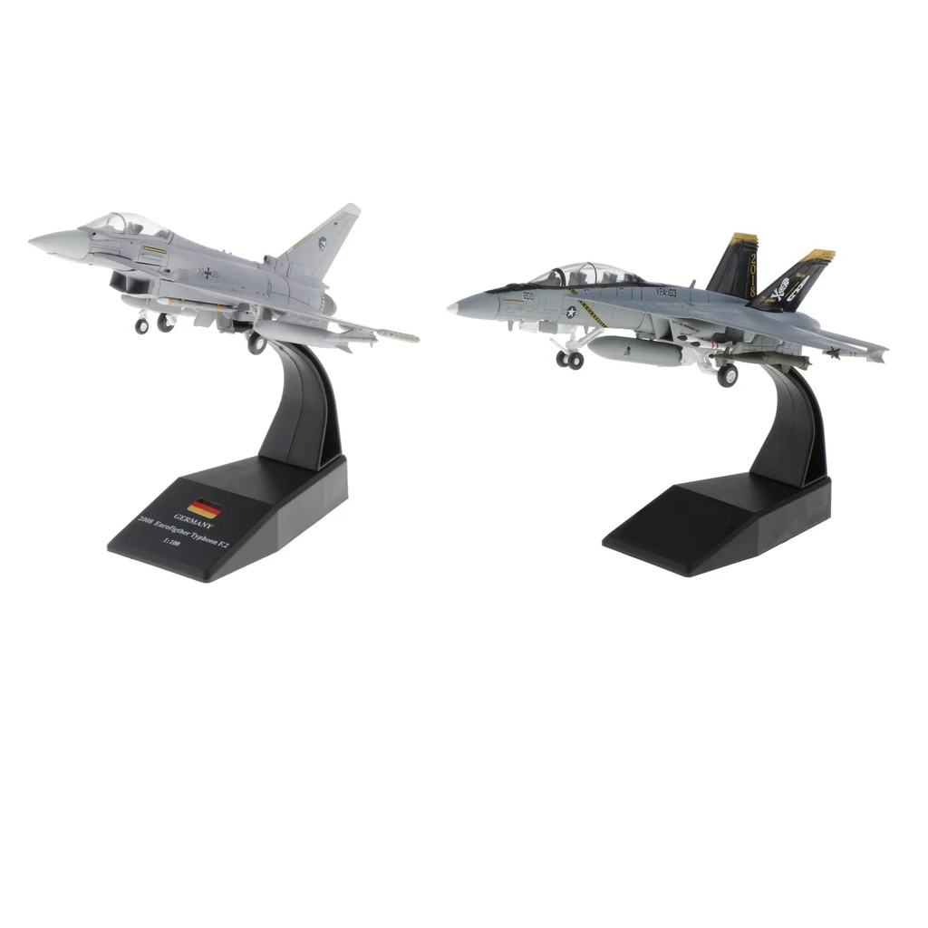 

2x 1/100 EF-2000 Plane w/ F/A-18 Strike Helicopter Model Home Decor Gifts