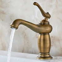 antique brass bathroom basin faucet copper sink mixer tap hot cold single handle lavatory crane lamp shape blacknickelgold