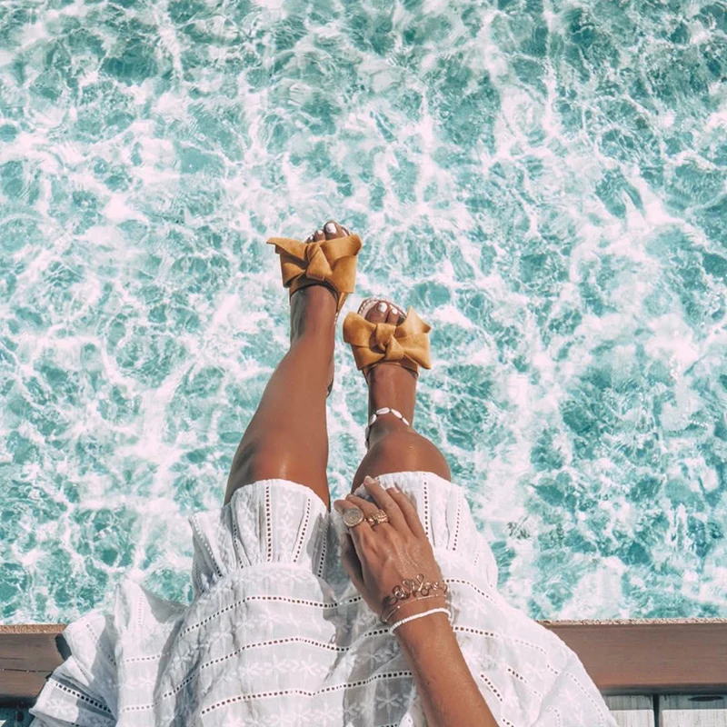 

New Slippers Women Summer Bow Summer Sandals Slipper Indoor Outdoor Flip-flops Beach Shoes Female Fashion Shoes