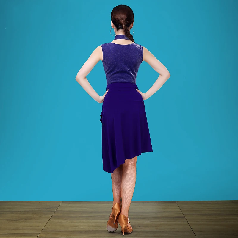 

2020 New Latin Dance Dress Set Adult Salsa Dress Woman Latin Dance Skirt Sleeveless Tops Performance Clothing Blue Training Suit