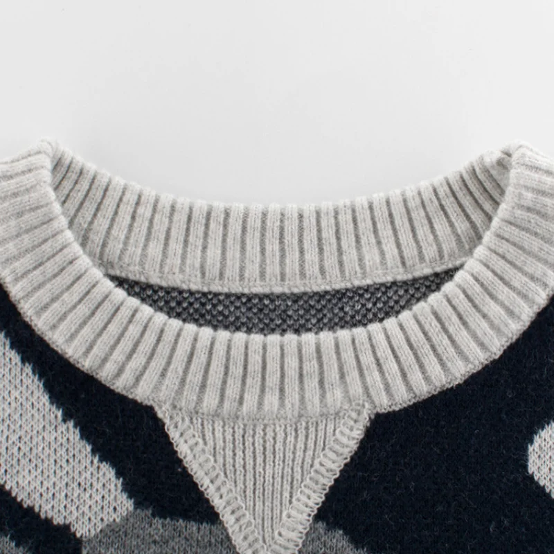 Свитера для мальчиков Детский свитер с круглым вырезом Зимняя камуфляжная