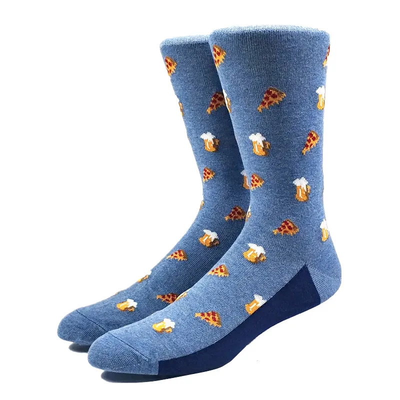 

Men's Happy Funny Blue Pizza Beer Socks