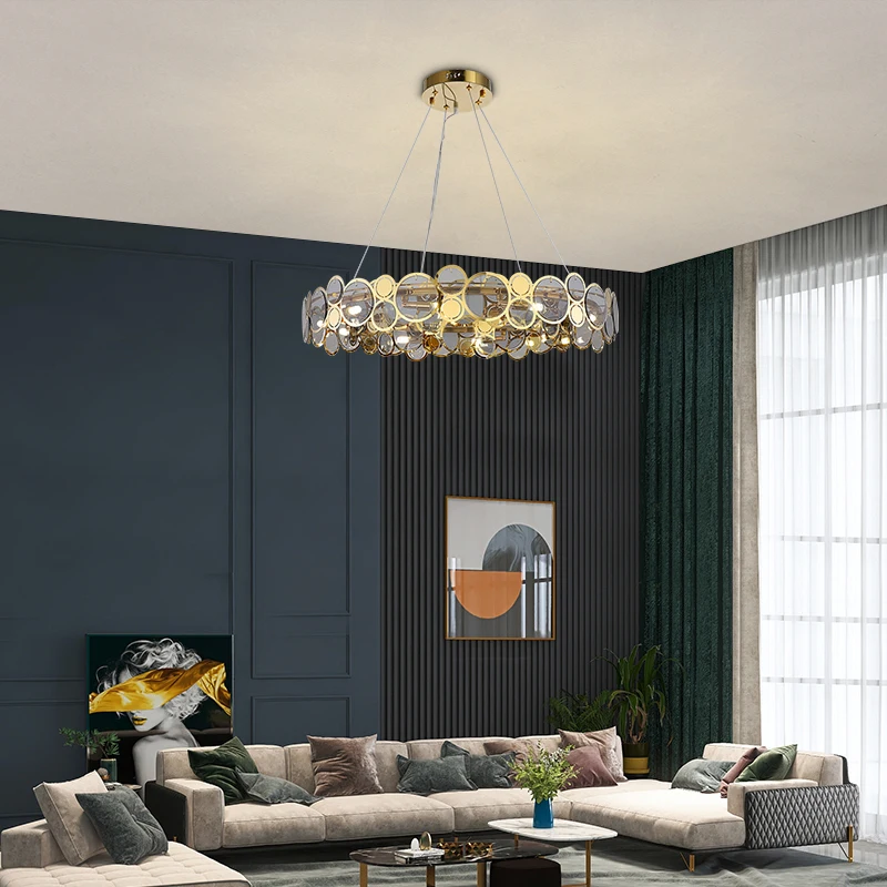 Postmodern Luxury LED Chandelier For Living Dining Room Bedroom Simple Fixtures Restaurant Clothing Store New Glass Hanging Lamp | Лампы и