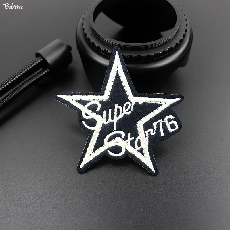 Белые вышитые нашивки Super Star термоклейкие Значки для ткани ручной работы