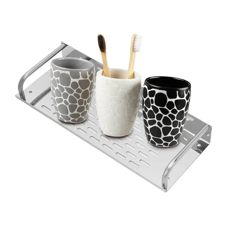 

Stainless Steel Kitchen Bathroom Shelf Wall-mounted Storage Rack Single Layer