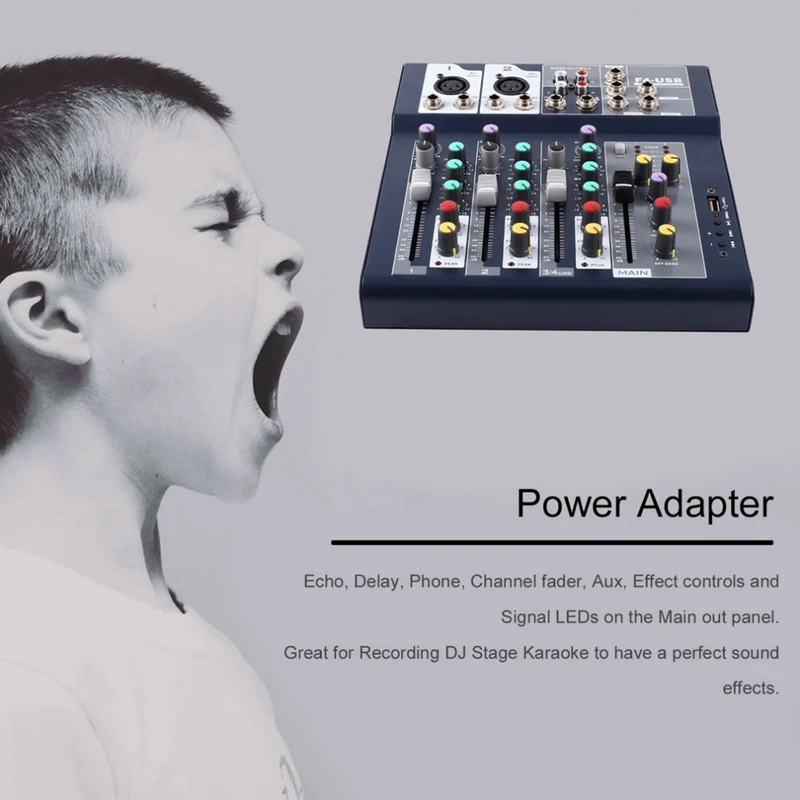 F 4 канальный Профессиональный живой микшерный студийный звуковой приставка