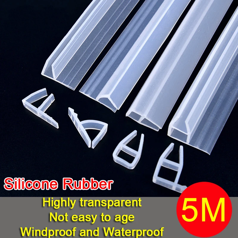 

5M Silicone Rubber Window Sealing 6/8/10/12mm F U h Corner Shape Door Weather Strip Draft Stopper For Shower Room Acoustic Panel