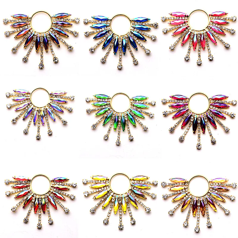 Разноцветные стразы 7x9 см аппликация в виде конского глаза стрекозы медаль