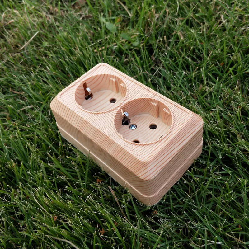 Двухкомпонентная розетка из древесины цветная Европейская настенная Schuko 250 в 16 А