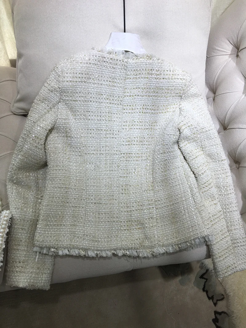 

2020 New Women Beige Tweed O-neck Jacket Pocket Tassel Short Cardigant Coat Female's Jacket Coats Woman Elegant Jacket Outwear
