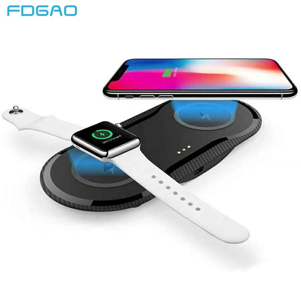 FDGAO Qi Беспроводное зарядное устройство для Airpods Apple Watch 5 4 3 2 1 iWatch 10 Вт Быстрая зарядка для iPhone 11 Pro XS XR X 8 samsung S10