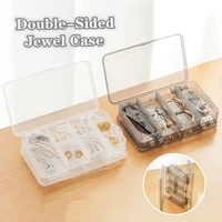 double sided 10 grid partition design storage tools women girls ring transparent earrings compartment organizer box jewel case