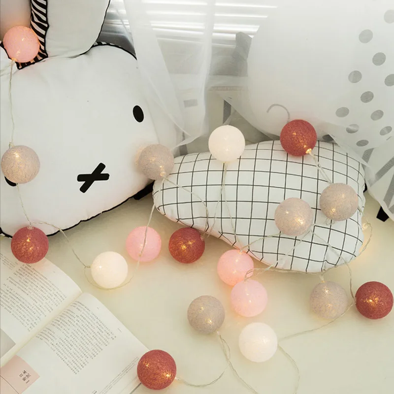 Ватные шарики гирлянды светодиодные огни ночное цепь лампы вечерние праздничные