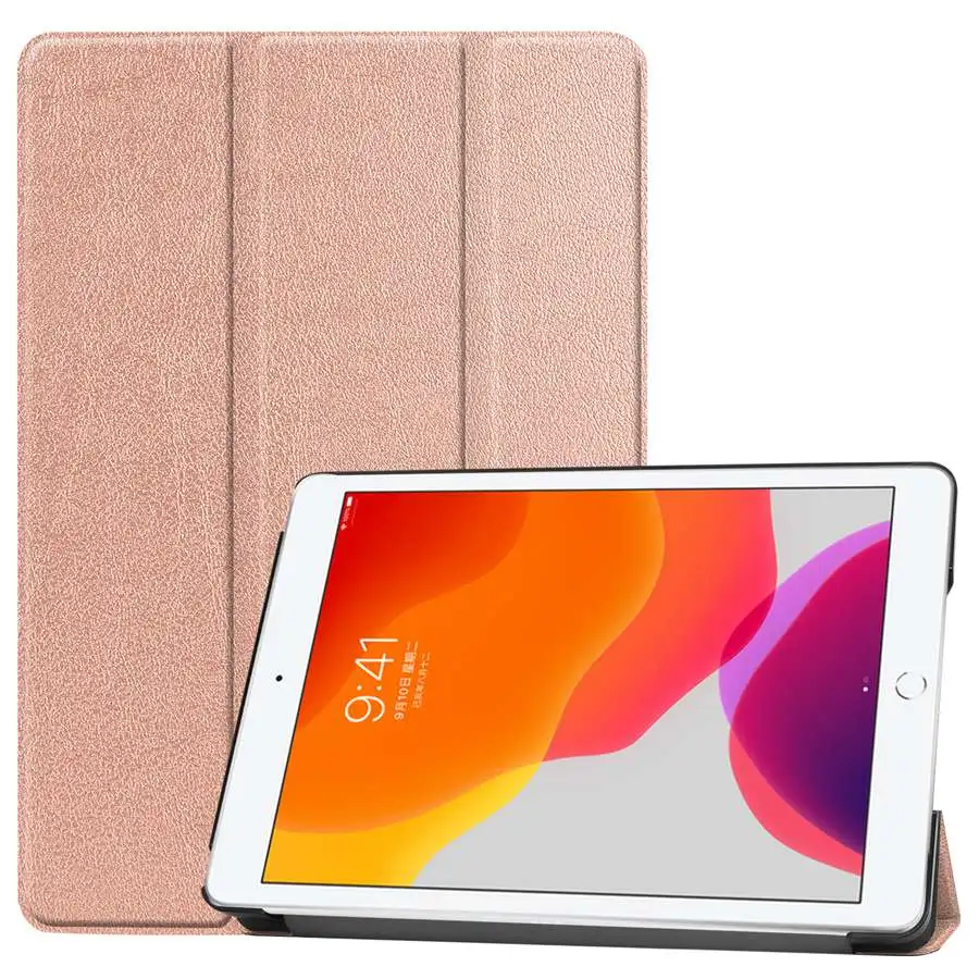 r-gold Магнитный чехол из искусственной кожи для iPad 10,2 Smart Stand Cover для Apple iPad 7 7th Generation A2200 A2198 A2232 Чехол+ пленка+ ручка - Цвет: r-gold