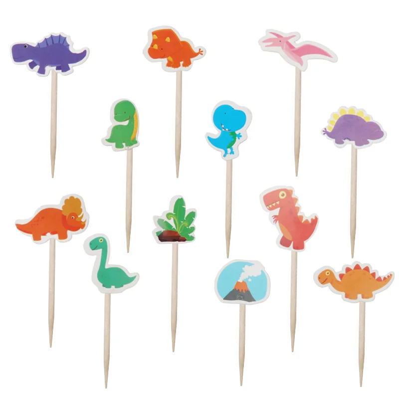 

Decorations Birthday Party Dinosaur Theme Happy Baby Shower Kids Boys Favors Cupcake toppers Cake Topper With Sticks 240pcs/lot