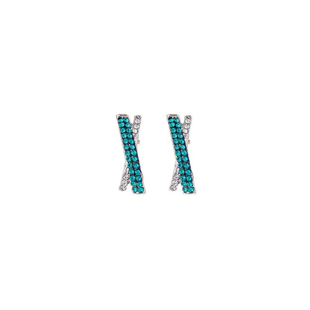 

Fashion Trend Luxury Green Zircon Cross Shape Ladies Birthday Gift Earrings Anniversary Party Party Exquisite Jewelry Wholesale