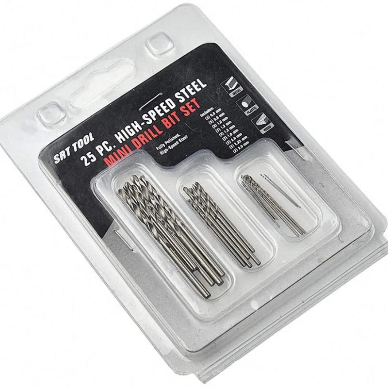 

25pcs Drill Bit HSS High Speed Steel Titanium Coated Twist Drill Bits Set Round Shank Change Woodworking Tool 0.5-3mm