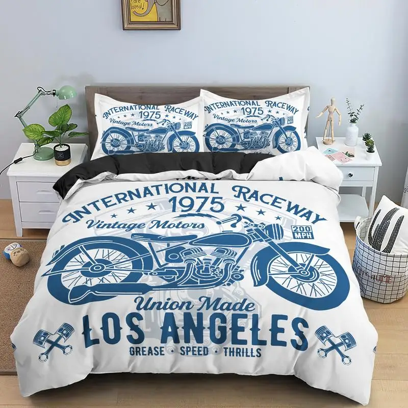 

3D Printed Duvet Cover Motocross Comforter Motorcycle Bedding Set for Kids Boys Teens Young Man Motorbike Quilt Twin