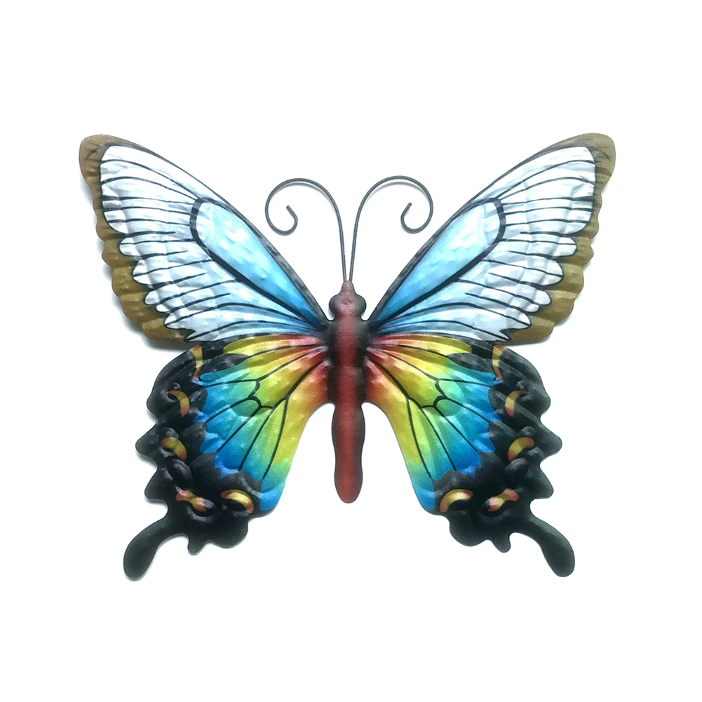 

4pcs Patio Lovely Fence Home Office Wall Art Garden Decor Indoor Outdoor Hanging DIY Craft Artificial Metal Butterfly Kids Room