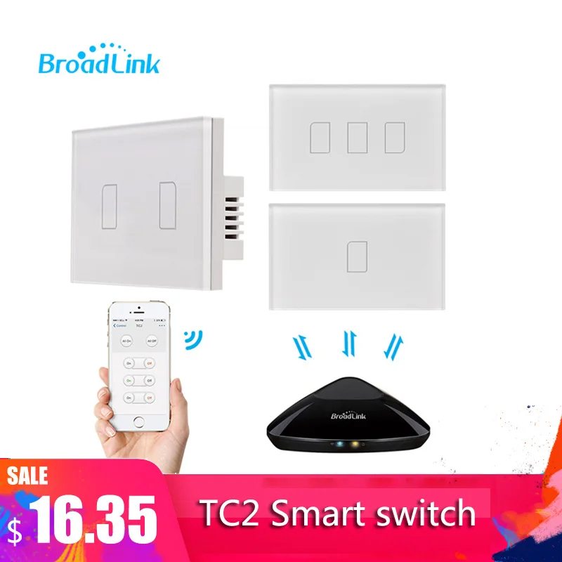 

Настенный сенсорный выключатель Broadlink TC2, 1/2/3 клавиши, 433 МГц