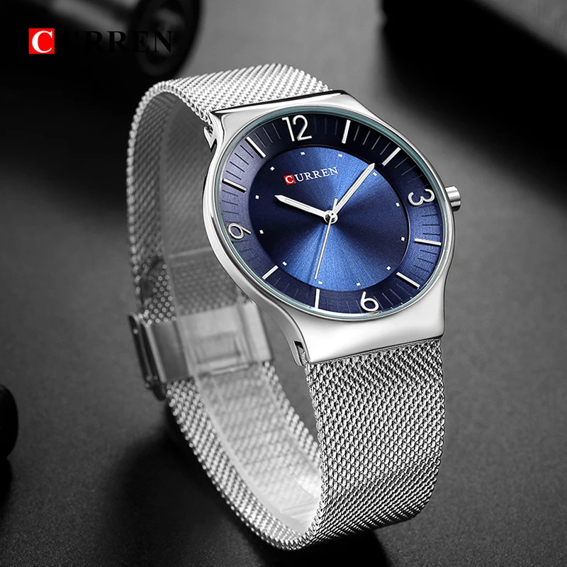 

CURREN Men's Watches 2021 Luxury Brand Army Watch Men Stainless Steel Mesh Watches Mens Ultra-thin Quartz Wristwatch Male Clock