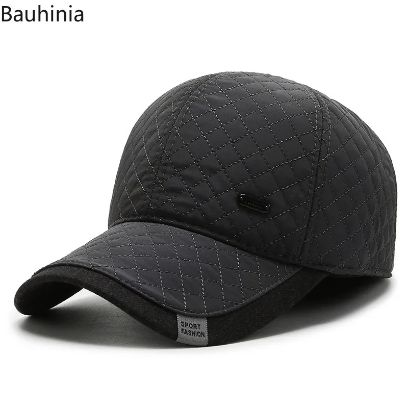 

British Style Plaid Baseball Caps Mens Winter Warm Snapback Dad Hat Outdoor Earflaps Thickened Trucker Caps Gorras Hombre