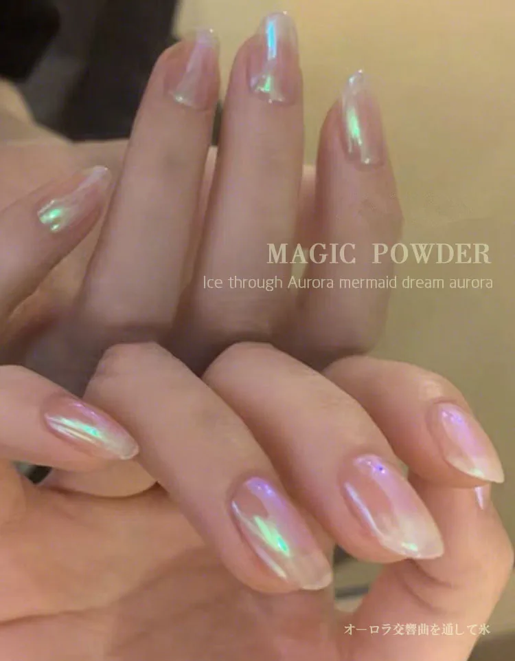 0.2g Nai Ice Transparent Glitter Powder Mirror Mermaid Pigment UV Gel Nail Polish Magic Dust Laser Art Decorations | Красота и