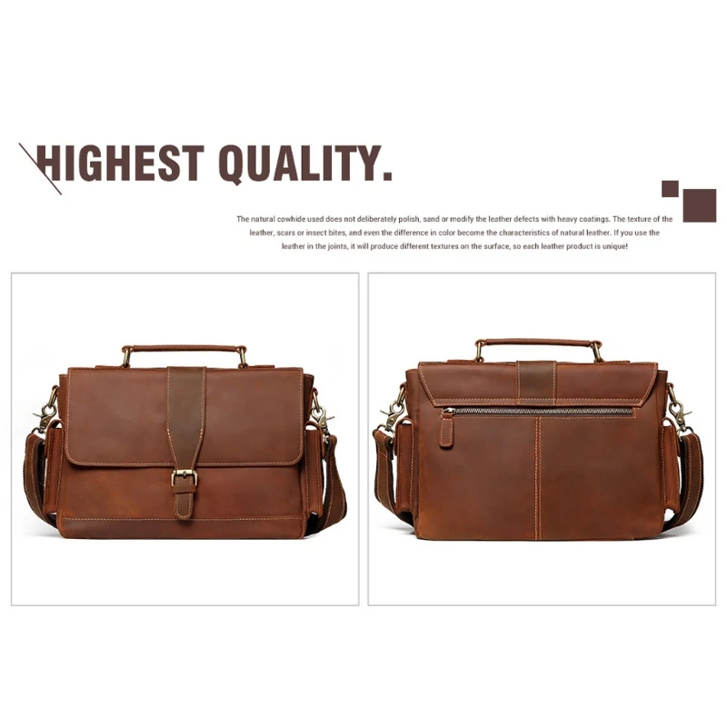 

Men Vintage Briefcase Shoulder Messenger Bag Leather Satchel Crossbody Bags