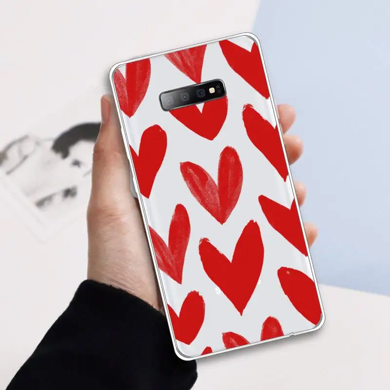 

Heart corlorful art design pattern high quality Phone Case Transparent For Samsung Galaxy A 71 21s S note 8 9 10 plus 20 ultra