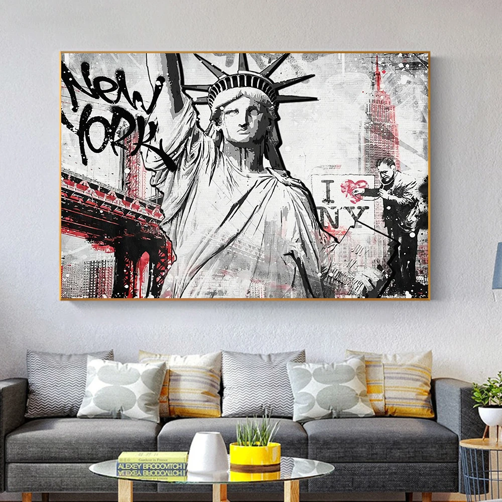 

New York City Canvas Prints Statue Of Liberty Posters and Prints Color Love Gift Wall Art Pictures Living Room Decoration Poster