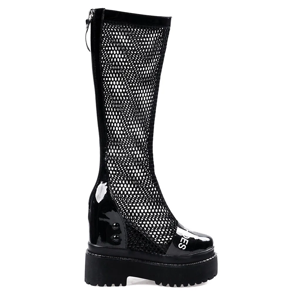 

DORATASIA Fashion Ladies Genuine Leather Boots Chunky Heel Boots Women Party Clubwear Platform Summer Mid Calf Shoes Woman