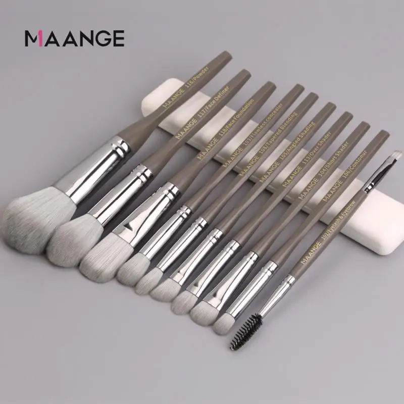 Набор кистей для макияжа 10 шт. кисточки теней бровей глаз губ Рассыпчатая кисть