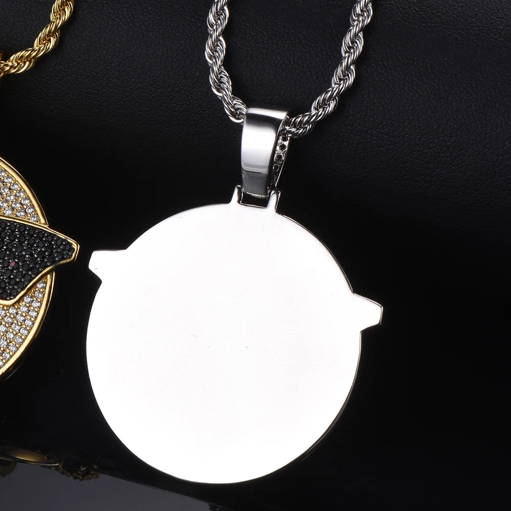 

Hip Hop Iced Out Black-Glasses Face Pendants Personality Necklace Gold Silver Color AAA+Zircon Bling Choker For Men Women Jewelr