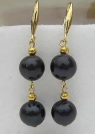 

AAA 8-9 мм черные жемчужные висячие серьги из серебра 925 пробы