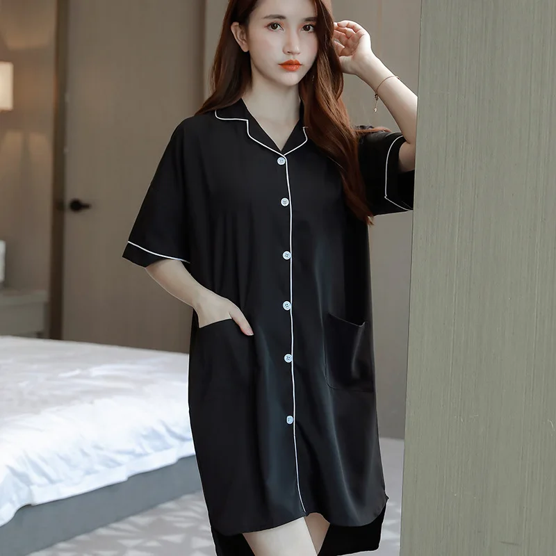 

Camisa De Dormir Mujer Summer Women Sleepwear Casual Camisones De Mujer Sexy Chiffon Nuisette Satin Nightdress Women Home Wear