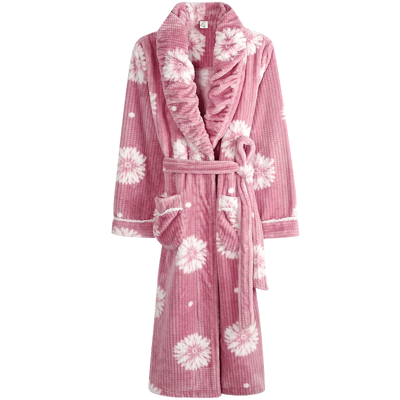 Женское нижнее белье зимнее Розовое Кимоно с цветочным принтом высокого