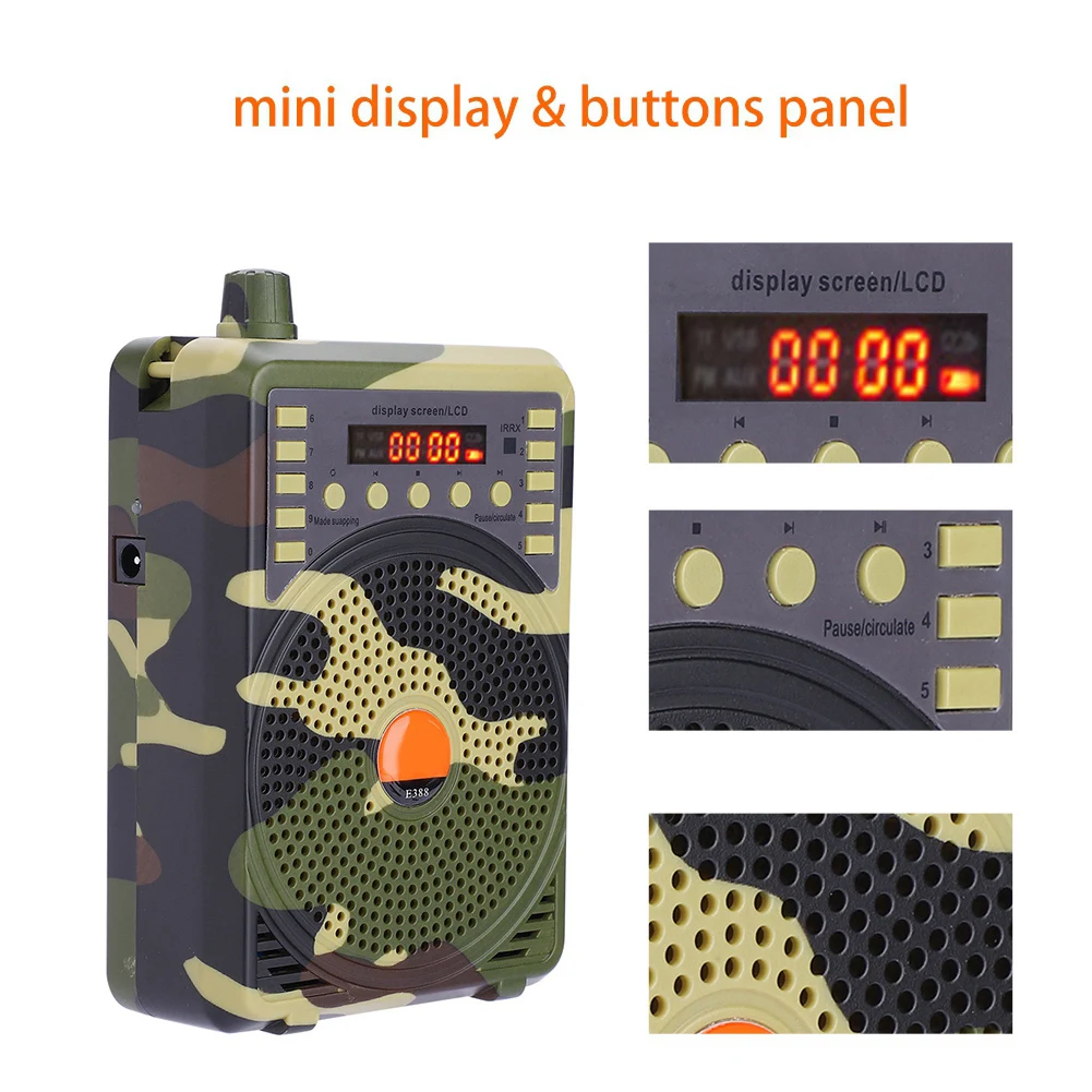 저렴한 휴대용 전자 조류 발신자 사냥 미끼 통화 MP3 스피커 원격 컨트롤러 키트 (EU 플러그) 마이크