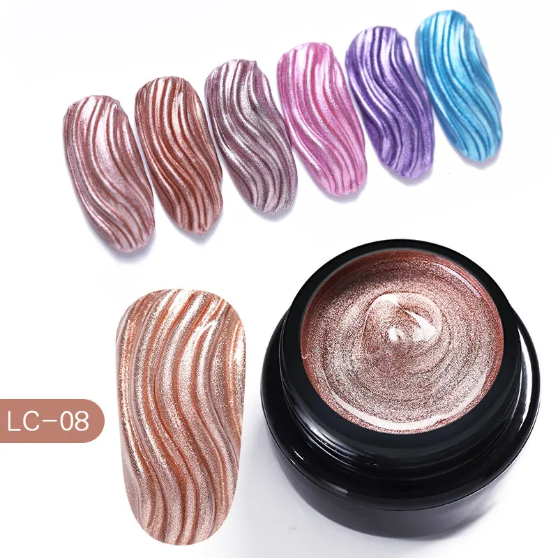 metallic 08 LILYCUTE, 7 мл, металлический Гель-лак для ногтей, долговечный Блестящий золотистый, красный, серебристый цвет, дизайнерский УФ-лак, впитывающий светодиодный Гель-лак для ногтей - Цвет: metallic 08
