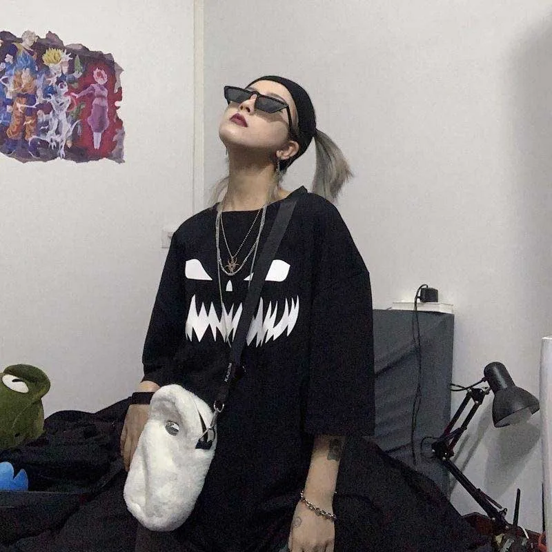 NiceMix Harajuku/футболка с принтом тыквы и буквами; Поддельные 2 штуки; Лоскутная Повседневная футболка с длинными рукавами; женская и Мужская Уличная одежда; топы