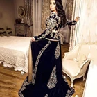 Thinyfull бархат Русалка Karakou алжирский вечернее платье для маленьких девочек; Куртка; Костюм с юбкой Chalka платье для выпускного вечера с длинным рукавом и аппликацией кружевное нарядное платье