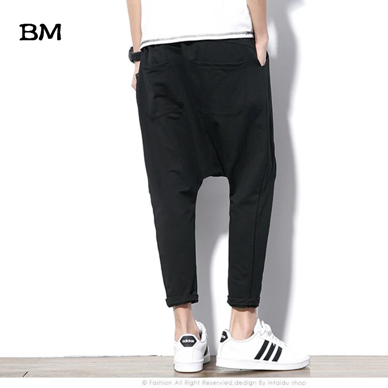 Модные шаровары мужские брюки Мешковатые Свободные черные спортивные в стиле