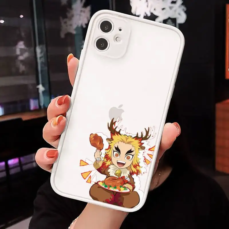 

Christmas Demon Slayer Phone Cases Matte transparent For White iPhone 12 Mini 11 Pro XR XS Max 7 8 Plus X Back Cover