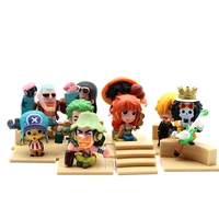 9pcs style one piece sitting luffy drink zoro cock sanji action figurines chopper nami statue figure model toy
