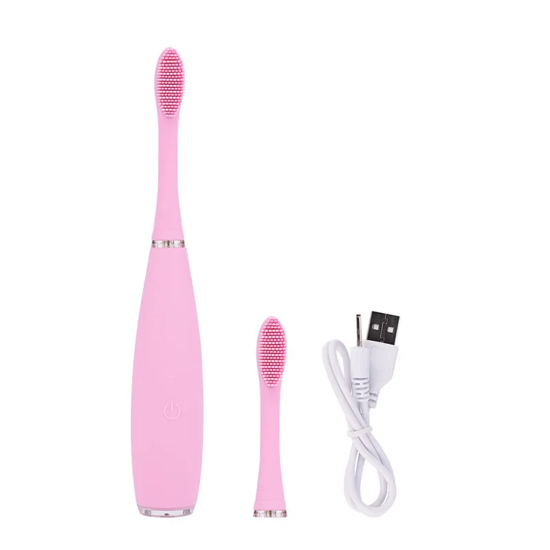 

Silicone USB Rechargeable Sonic Electric Toothbrush Oral Hygiene Massage Teeth Tooth Brush Waterproof Deep Clean Teeth Whitening