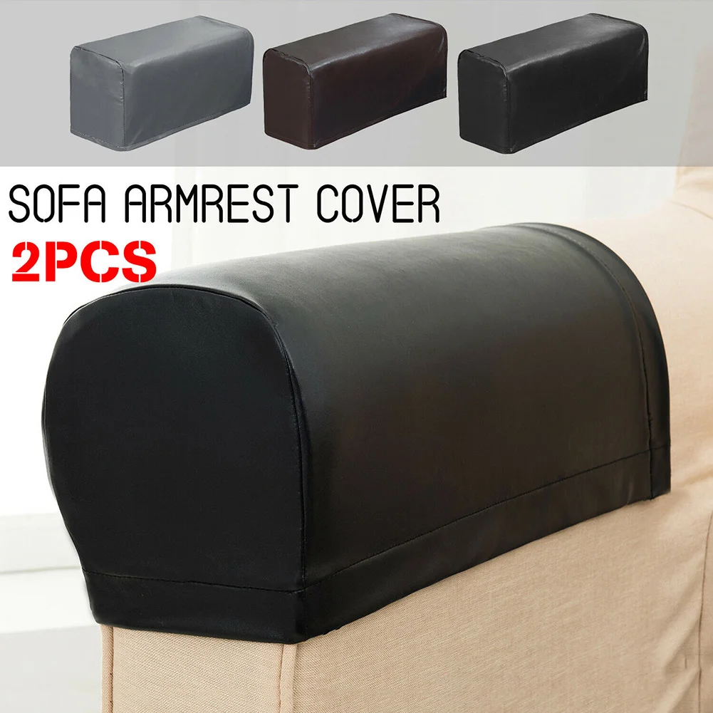 

2 Pcs PU Leather Sofa Armrest Covers Protectors Stretchy Waterproof for Couch Chair Arm HVR88
