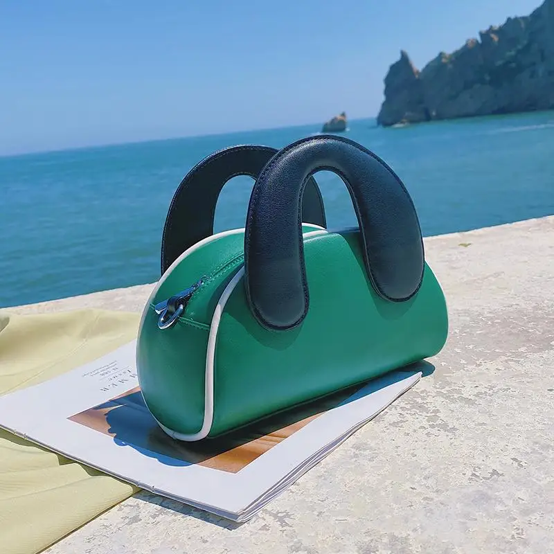 

Fashion Contrast Color Small Women Shoulder Bags Luxury PU Leather Women's Handbags Designer Half Moon Crossbody Bags for Women
