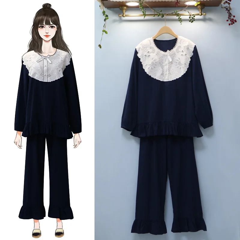 2019 Осенняя кружевная Пижама с принцессой винтажная Хлопковая пижама женская